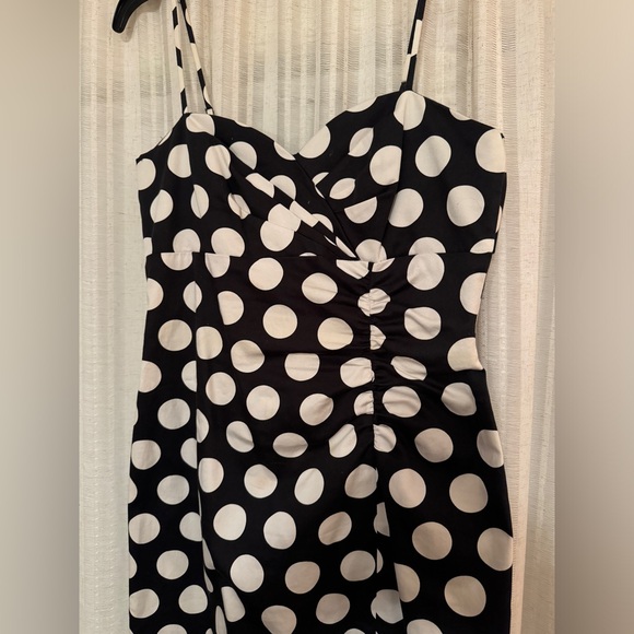 Vintage 90s Black and White Polka Dot Mini Party Dress Size 6 - Picture 7 of 9